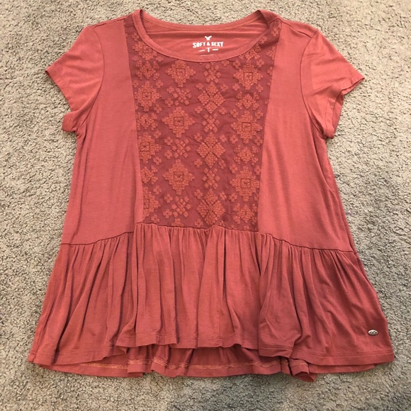American Eagle Outfitters Tops - American Eagle Burgundy Peplum Top